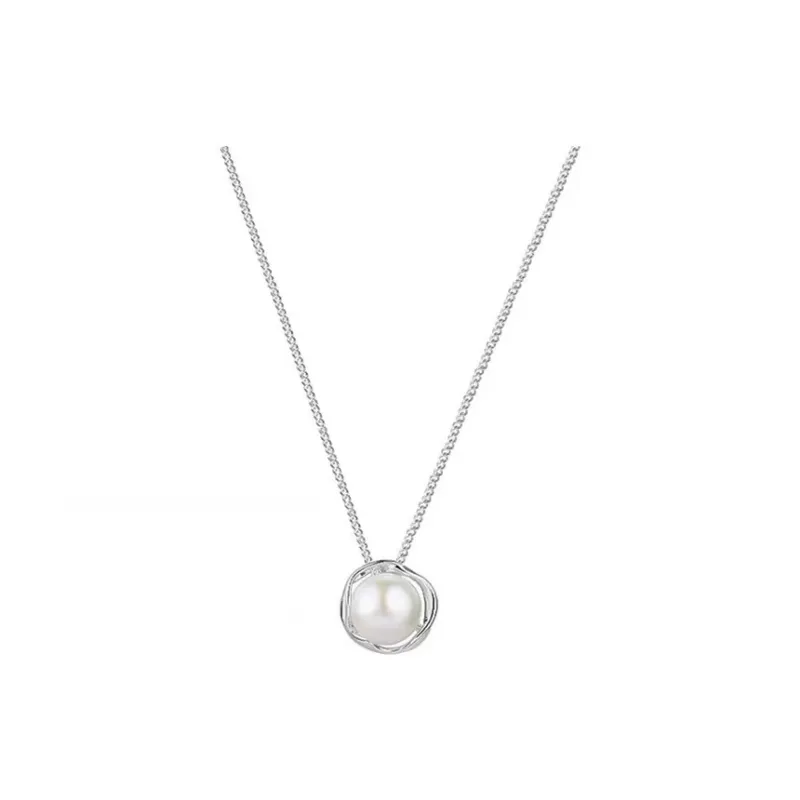 Happy Tide S999 Fine Silver Pearl Necklaces Women's-0