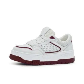 BULLKVIE Anti Slip Wear Resistant Lightweight Breathable Height Increasing Low Top Skateboard Shoes Men's White Red