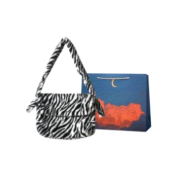 Elsvet Plush Crossbody Shoulder Bag Small Size Large Size Women's Plush Zebra Print