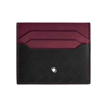 MONTBLANC Leather Card Holder Women's Black & Bordeaux Red