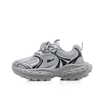 Warrior Lightweight Height Increasing Wear Resistant Low Top Chunky Sneakers Women's Gray Black