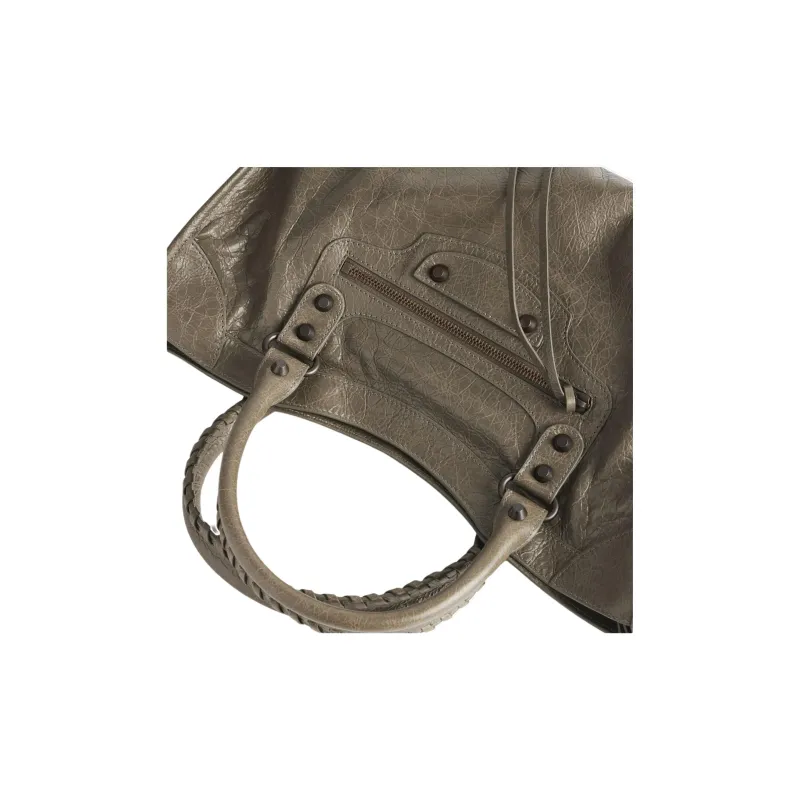 Balenciaga Le City Lambskin Tote Bag Shopping Bag Shoulder Bag Handbag Medium Size Women's Army Green-4