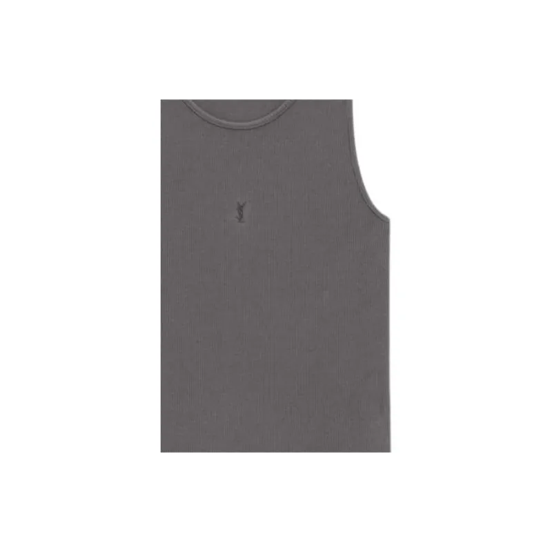 SAINT LAURENT Cassandre Ribbed Tank Top-4