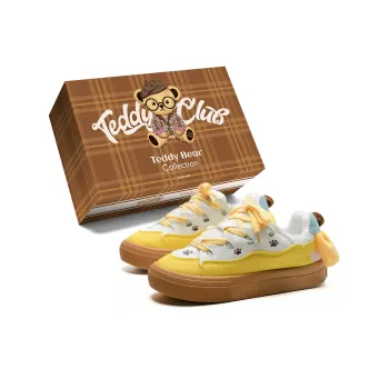 Teddy Bear Collection Coverage Anti Slip And Wear Resistant Low Top Skateboard Shoes Women's Cheese Yellow