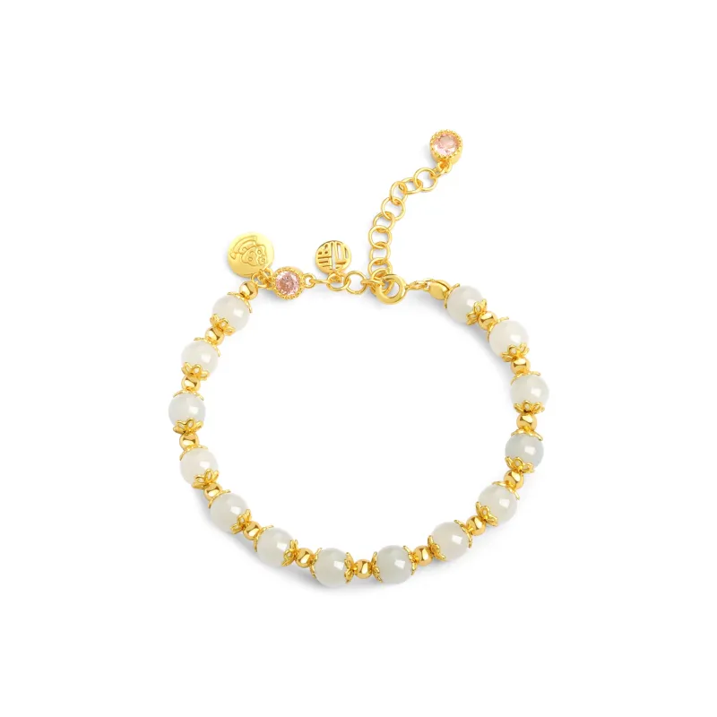 Lao Feng Xiang Hetian Jade Bracelet White Jade/Pale Greenish White Jade Women's-0