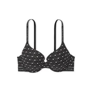 Victoria's Secret Bra Women's Black Letter Heart Print