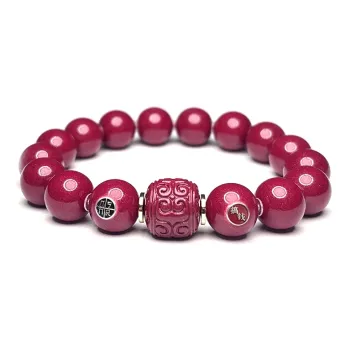 MOUNTAINS AND MANS Cinnabar New Chinese Style Peaceful Auspicious Beaded Bracelet Unisex