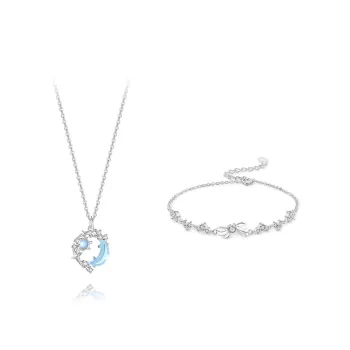 KUMET Zircon Necklaces Women's Same For Couples