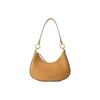 HONGU Cow Leather Crescent Moon Bag Shoulder Bag Women's Autumn Green Ecru