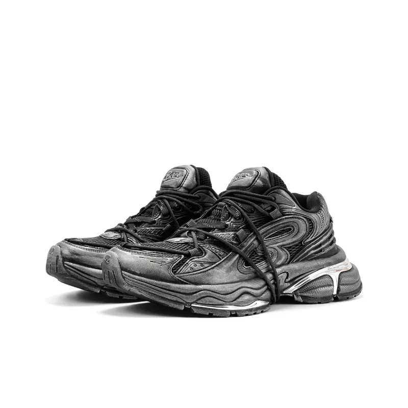BASLS Seat Mountain Carved Black Warrior Lace-Up Slip-Resistant Coverage Low-Top Chunky Sneakers Unisex-15