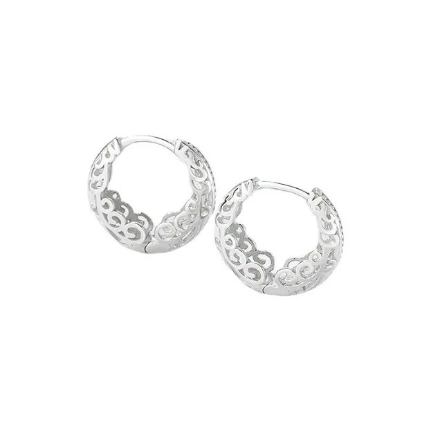 U state 925 Sterling Silver Hoop Earrings Women's-0