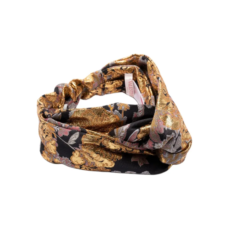 Valentino Jacquard Patterned Logo Patch Headband-1