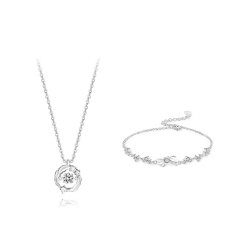 KUMET Zircon Necklaces Women's Same For Couples