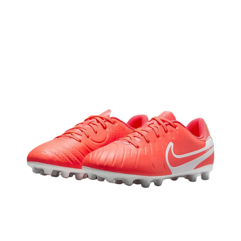 Nike Tiempo Legend 10 Abrasion Resistant Low Top Kids' Soccer Shoes Hot Lava Orange/White Kids'-2