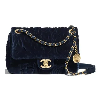 CHANEL Velour Mini Square Flap Bag, Shoulder Bag, Crossbody Bag Women's Marine Blue