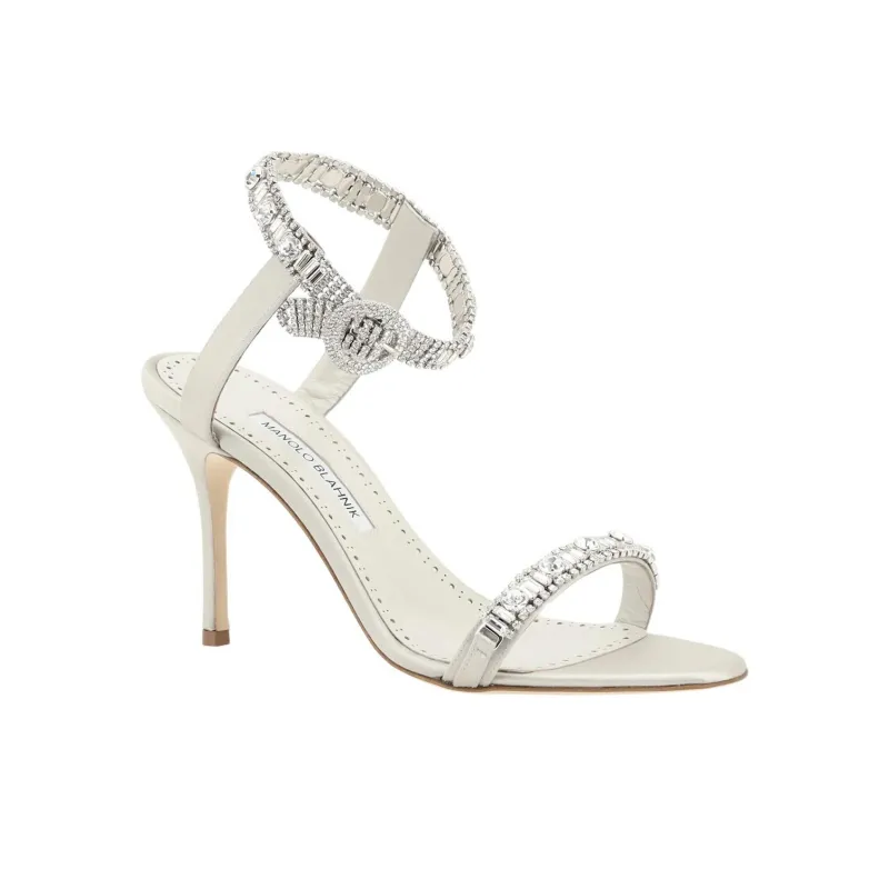 MANOLO BLAHNIK Asasan One Strap Sandals 9cm Women's White-1