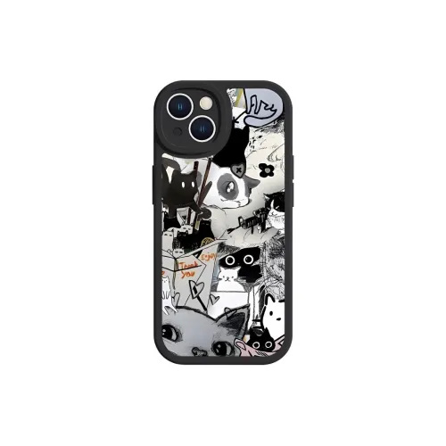 Wei Xin TPU Material Litchi Skin Grain Graffiti Kitten Phone Cases Compatible With Apple IPhone 16/15/14/12/Pro/Max