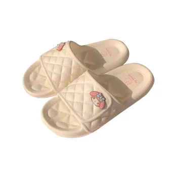 Thin Strips Slippers Cream White