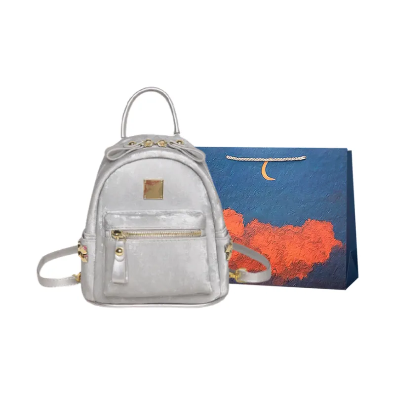 Elsvet PU Crossbody One Shoulder Backpack Women's White/Silver/Black/Pink-3