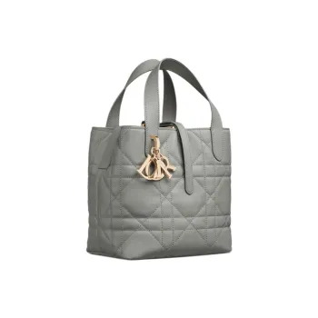 DIOR Toujours Cow Leather Basket Bag, Shoulder Bag, Crossbody Bag, Handbag Trumpets Women's Rock Gray
