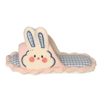 Thin Strips Cotton Linen Blend Slippers Women's, Light Pink