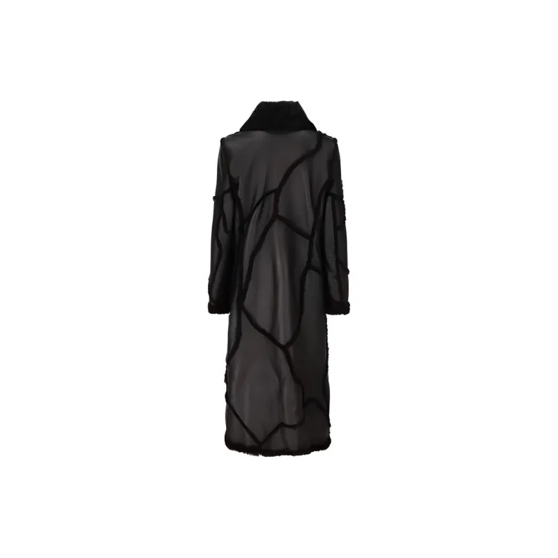Chloé Collared Patchwork Detailed V Neck Maxi Coat-1