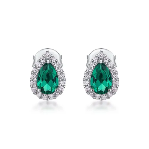 PUVOS S925 Silver Cultivated Emerald Luxe Advanced Touch Earrings Women's