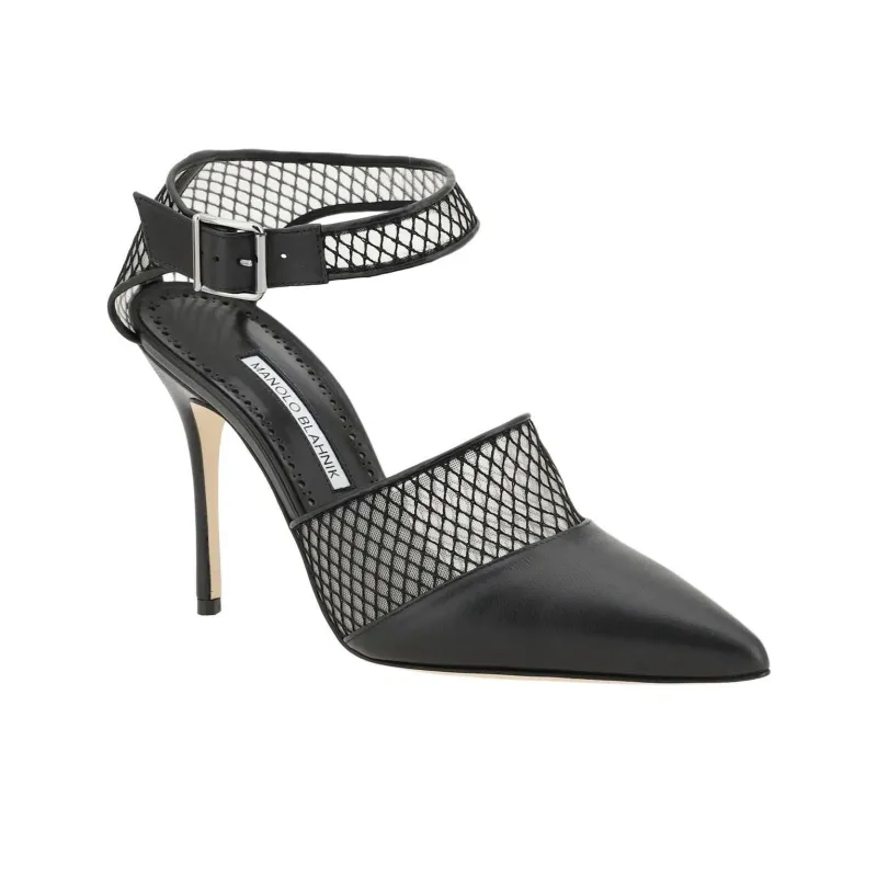 MANOLO BLAHNIK Jatelah Slim Heel High Heels 10.5cm Women's Black-1