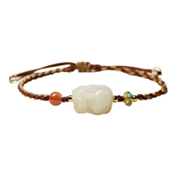 BYTHERE Hetian Jade Bracelets Pale Greenish White Jade Women's