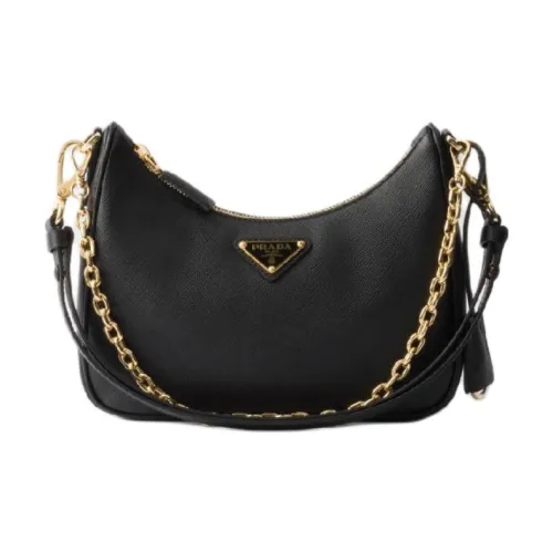 PRADA Re Edition Cow Leather Shoulder Bag Mini Women's Black