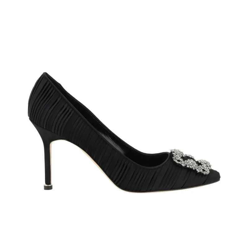 MANOLO BLAHNIK Hangisi Slim Heel High Heels 9cm Women's Black-1