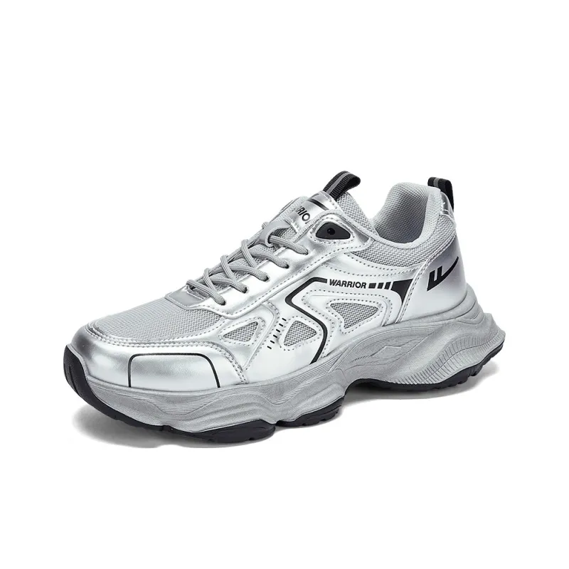 WARRIOR Chunky Sneakers Men Low Top Silver-1