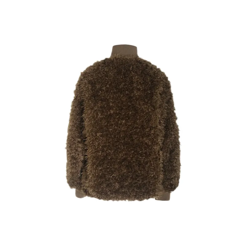 Little Pull Velvet feel Coat Women's Brown-1