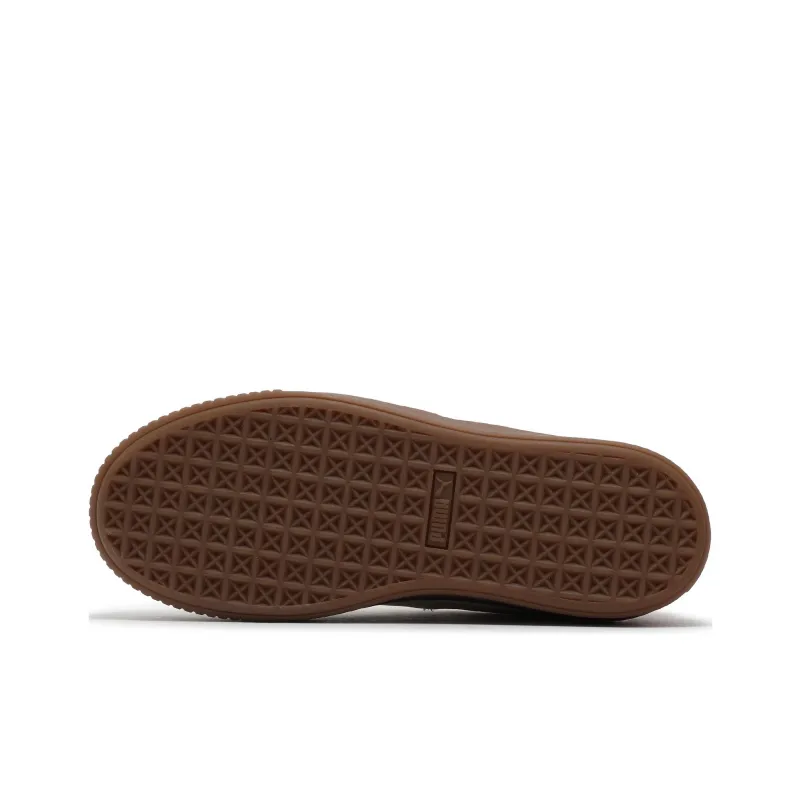 PUMA Suede Platform Anti-Slip Wear-Resistant Low-Top Skateboard Shoes Women's Snow White Tree Resin Brown-4