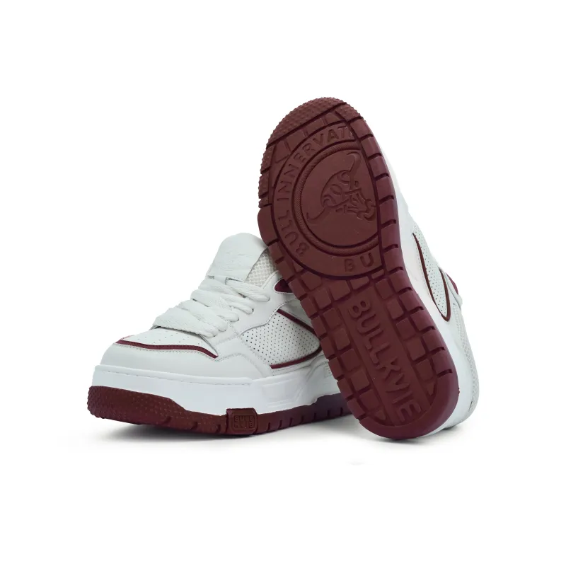BULLKVIE Anti Slip Wear Resistant Lightweight Breathable Height Increasing Low Top Skateboard Shoes Men's White Red-7