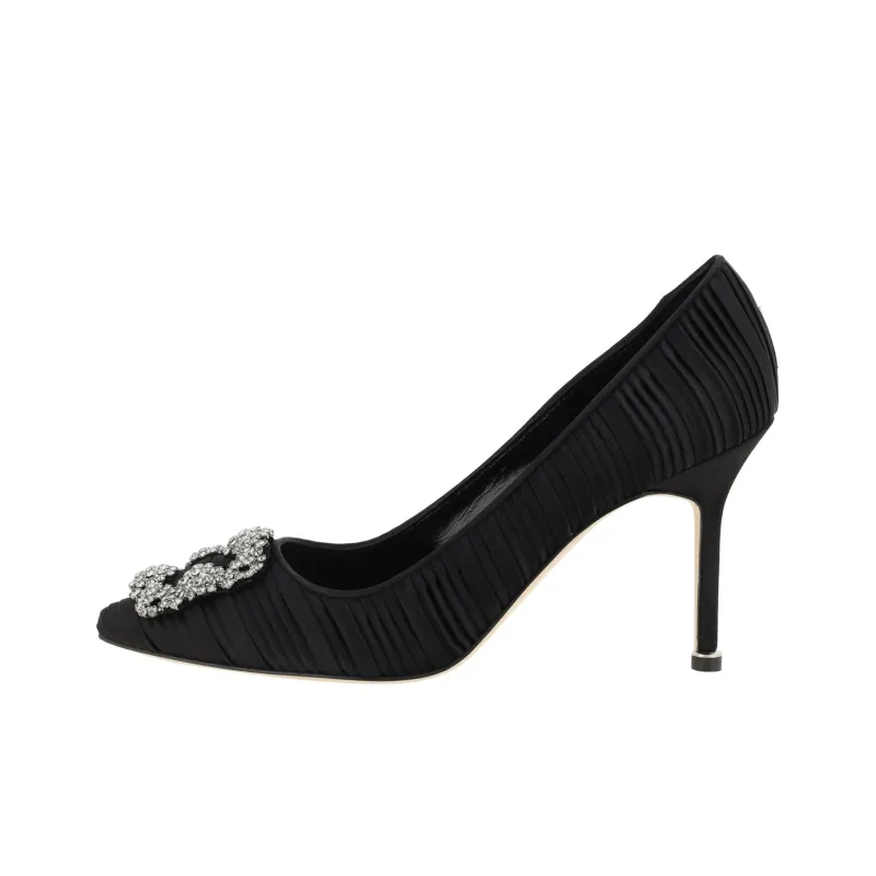 MANOLO BLAHNIK Hangisi Slim Heel High Heels 9cm Women's Black-0