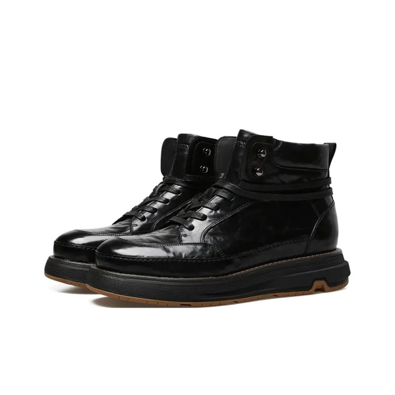 BOSSSUNWEN Classic Soft Leather Martin Boot Men's Black-1