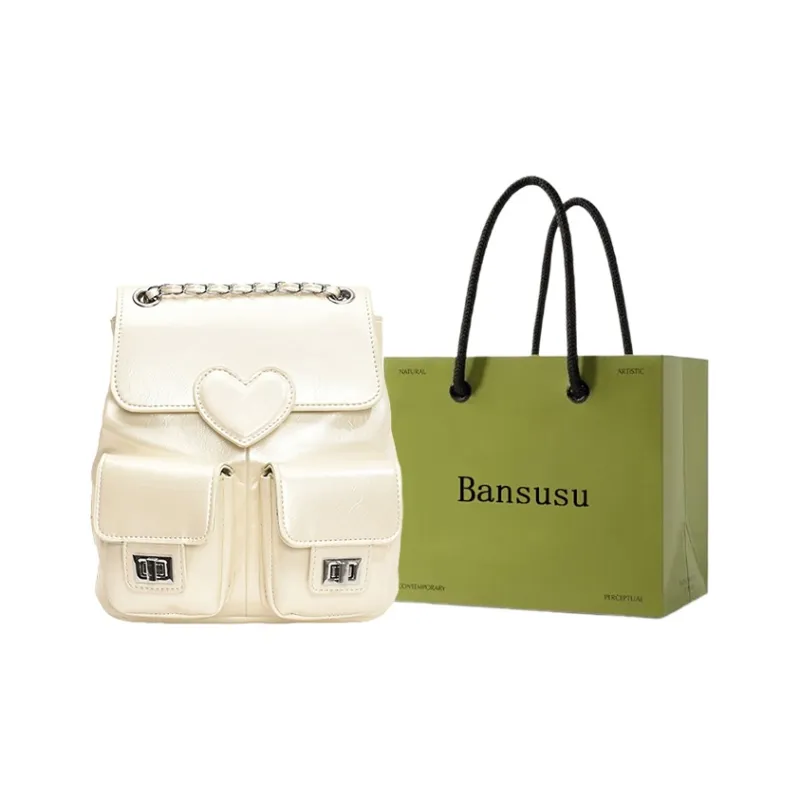 Bansusu PU Backpack Regular Women's Pearl Silver/Pearl White/Black-5