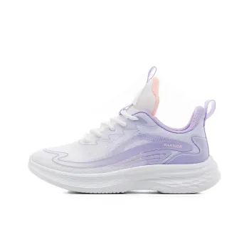 Warrior Breathable Lightweight Rebound Low Top Training For Long Distance Running Shoes Women's White Purple