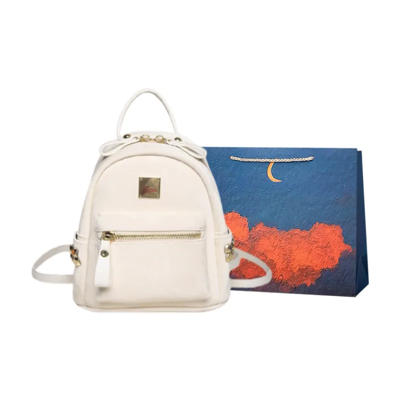 Elsvet PU Crossbody One Shoulder Backpack Women's White/Silver/Black/Pink-0