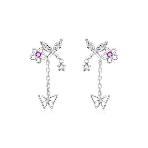 PHOENIXSILY 999 Fine Silver Stud Earrings Women's