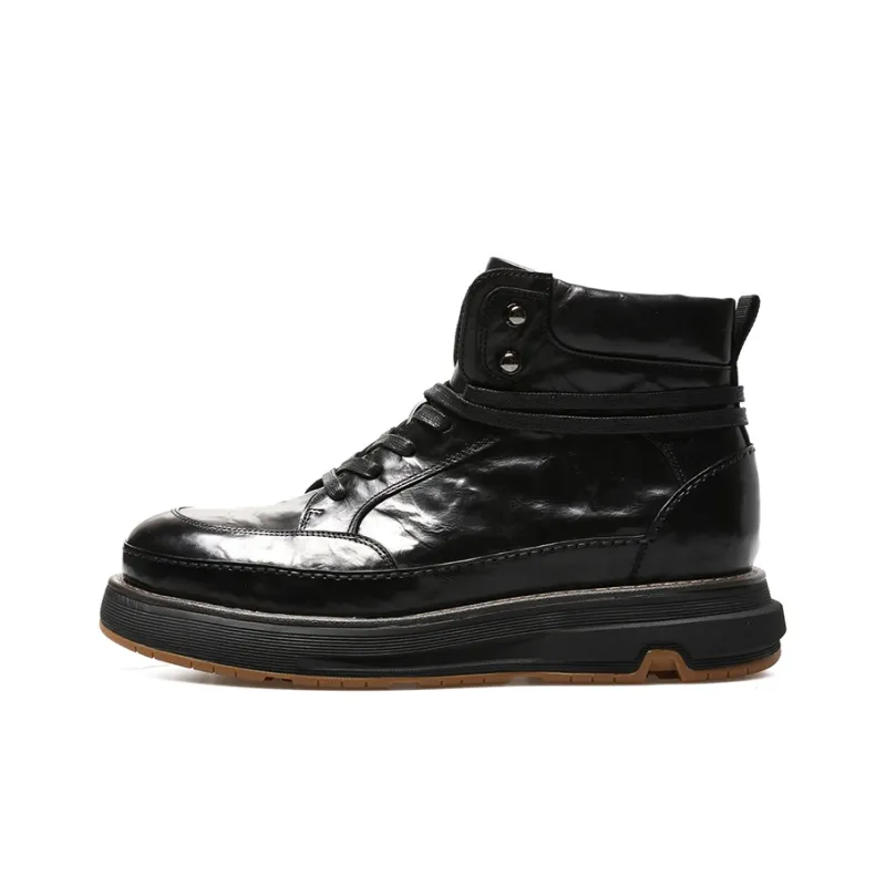 BOSSSUNWEN Classic Soft Leather Martin Boot Men's Black-9