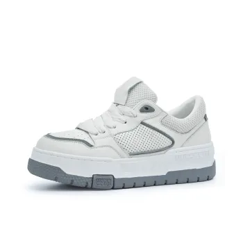 BULLKVIE Anti Slip Wear Resistant Lightweight Breathable Height Increasing Low Top Skateboard Shoes Men's White Gray
