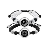 Sun and Moon Black White Beads: Silver 1 Pair