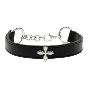 SMFK Cow Leather Necklaces Women's Black Silver