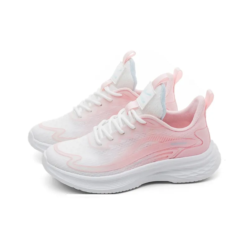 Warrior Lightweight Rebound Low Top Training For Long Distance Running Running Shoes Women's White Pink-2