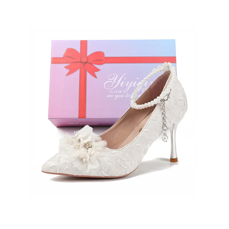 Take The Qin Slim Heel High Heels Women's Pearl White-0