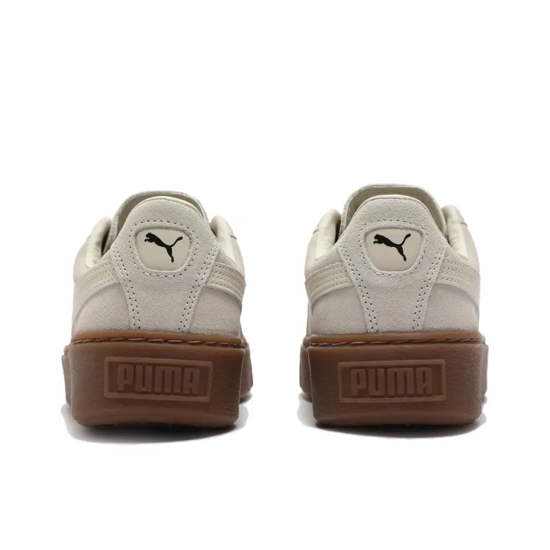 PUMA Suede Platform Anti-Slip Wear-Resistant Low-Top Skateboard Shoes Women's Snow White Tree Resin Brown-3