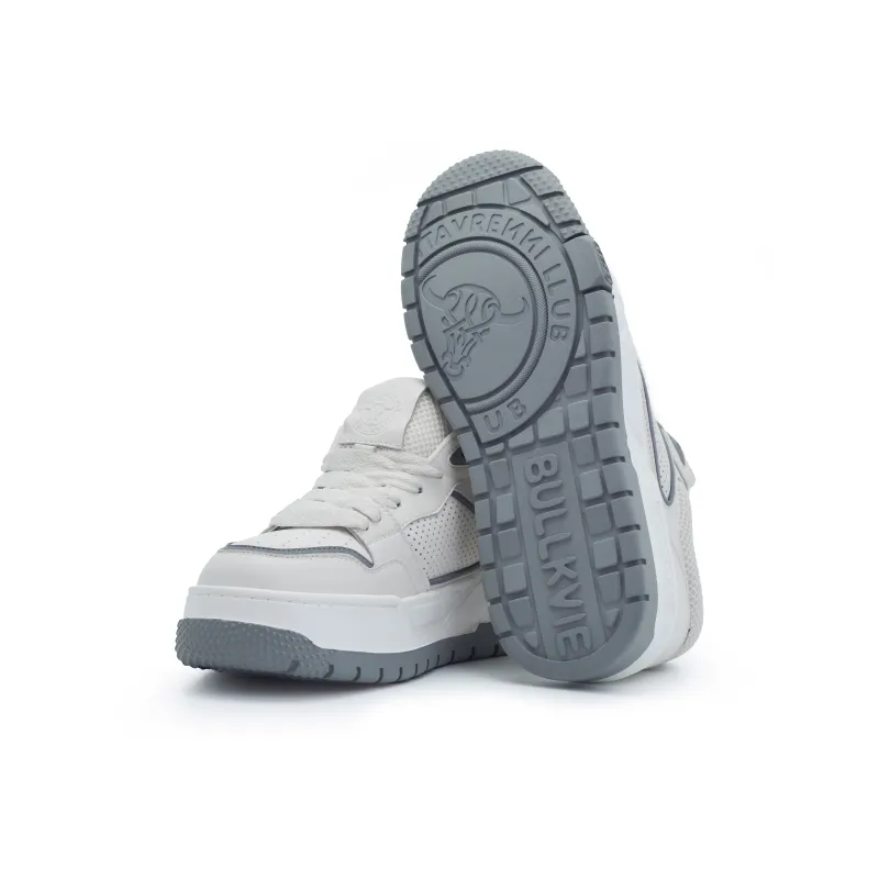 BULLKVIE Anti Slip Wear Resistant Lightweight Breathable Height Increasing Low Top Skateboard Shoes Men's White Gray-7