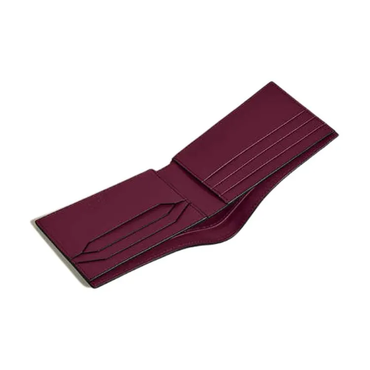 MONTBLANC Cow Leather Wallet Men's Classic Black & Bordeaux Red-1